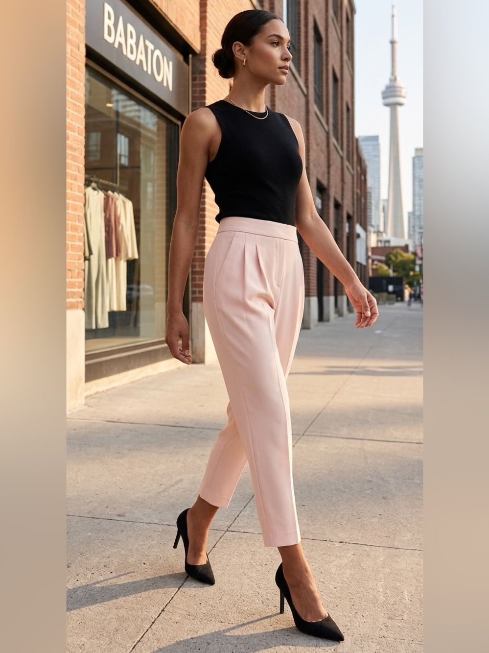 Babaton Atelier Cropped Pink Trousers Size 4